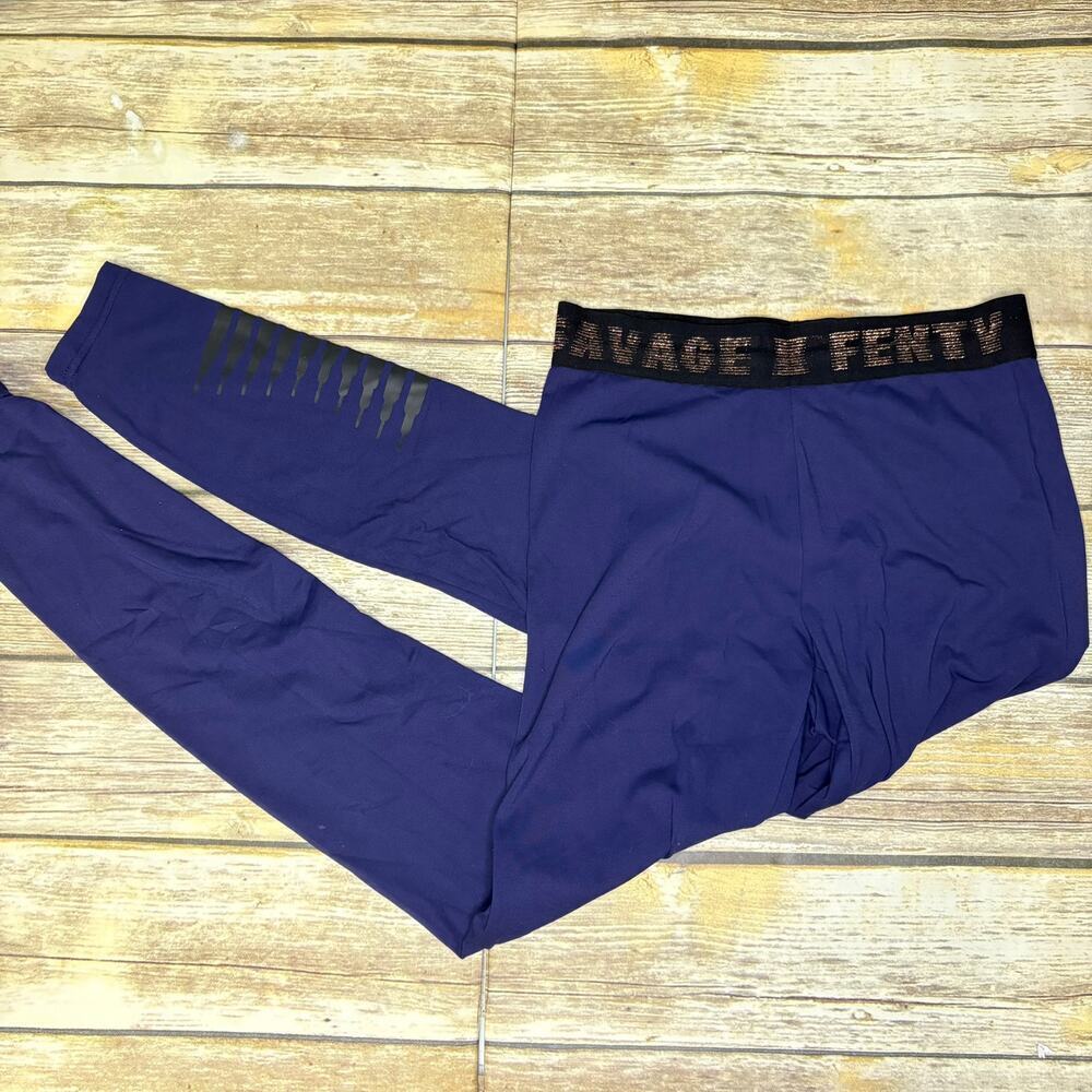 Savage X Fenty Lightweight Elastic‎ Waist Ankle Navy Leggings Womens Sz S